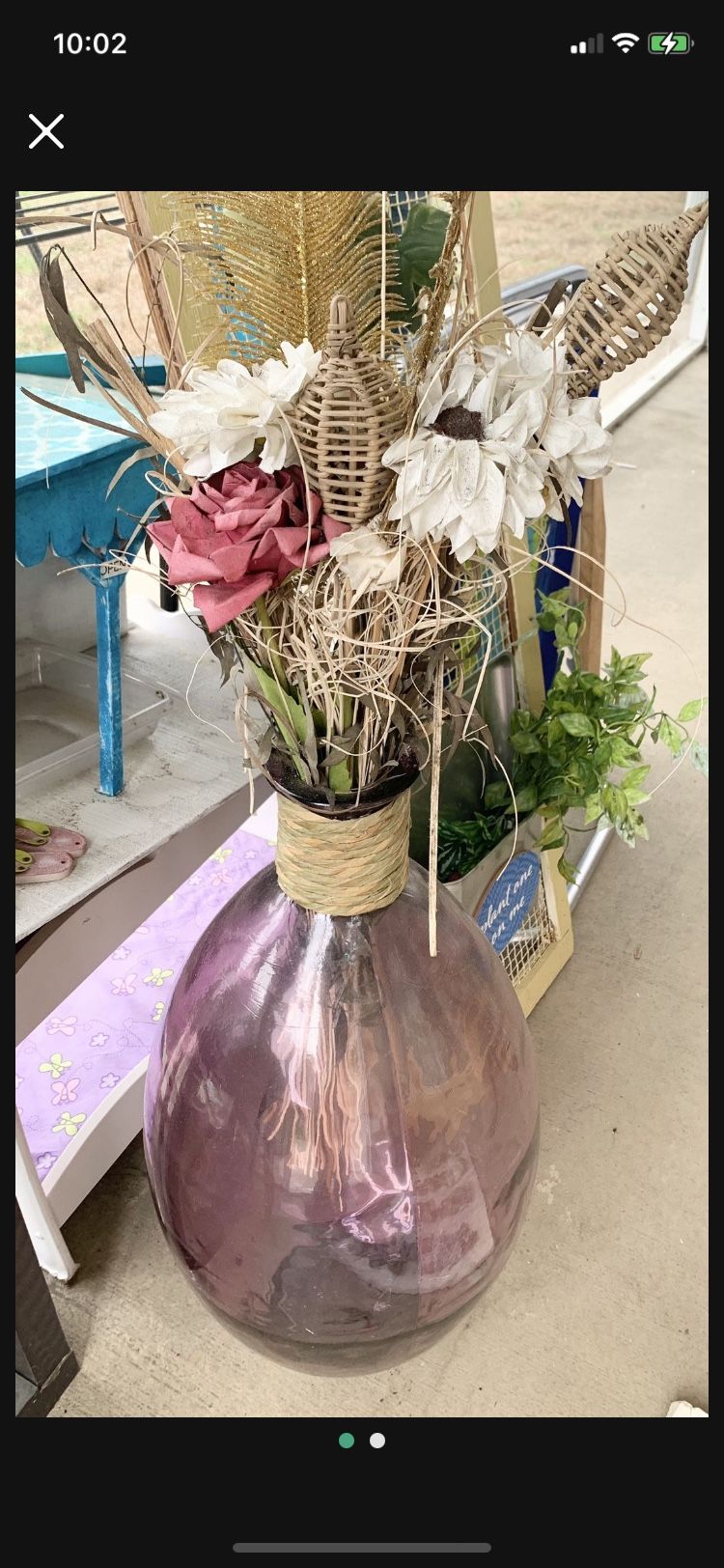 HomeGoods very large glass Vase with foliage