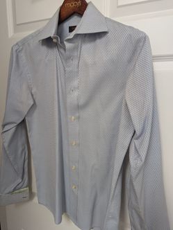 Men's shirt by takumi of Japan color light blue size small French cuff shirt a beautiful button down shirt