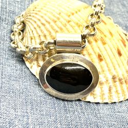 Heavy Sterling Onyx Necklace