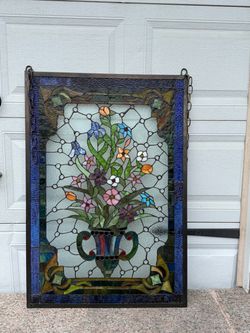 Stained Tiffany style glass 3 ft tall