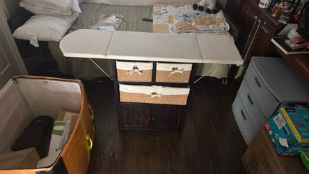 Ironing Board Cabinet with Wicker Baskets