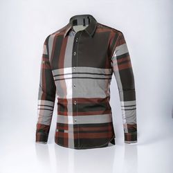 Men's Plaid Print Long Sleeve Shirt