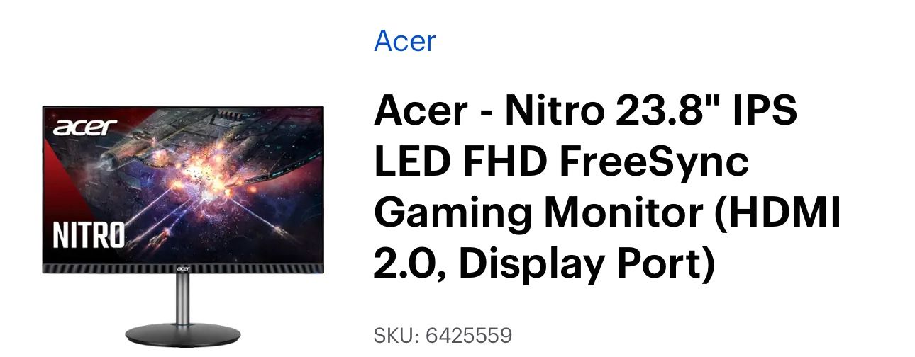 Acer Monitor Nitro 23.8 Gaming Monitor