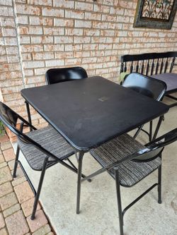 Samsonite Foldable Table & 4 Chairs, Chairs Fabric In Good Condition