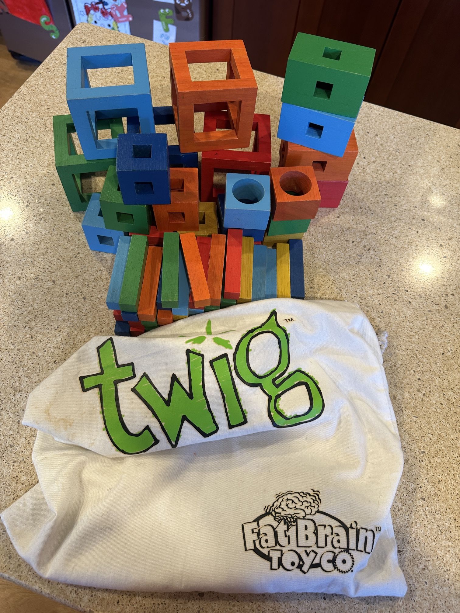 Fat Brain Toy Co Twig Wooden Building Blocks Set Montessori Educational Toys Infant Toddler