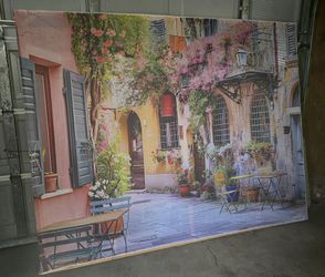 Large Canvas Print European Courtyard Scene