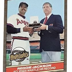 1986 Donruss Highlights Reggie Jackson Mickey Mantle Baseball Card #10 Mint