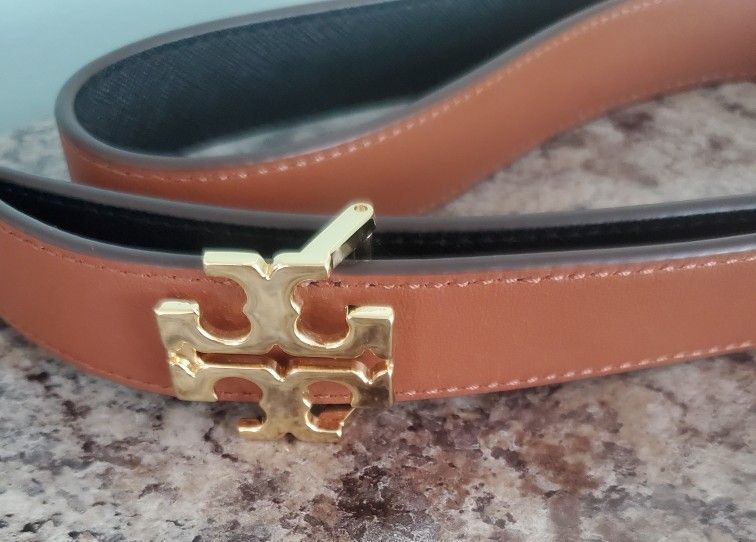 Womans Tory Burch Belt Reverseable Black/Tan