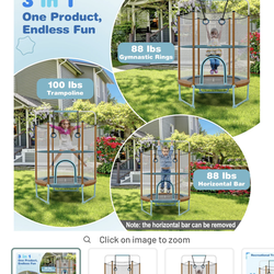 60” diameter childrens trampoline- new in box!