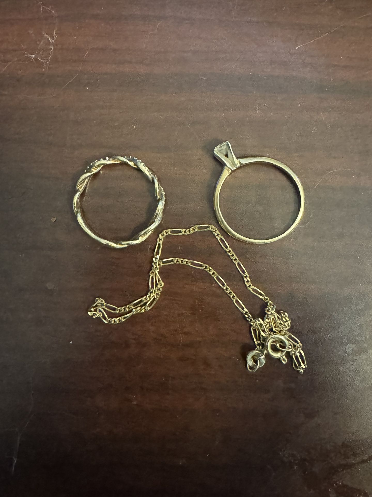 Natural Diamond 14 K Gold And 14 K Necklace