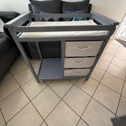 Badger Basket Modern Baby Changing Table with Hamper and 3 Baskets