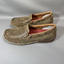 Twisted X Men's Driving Moc Bomber Brown Slip On Shoes M9.5 W11 Unisex
