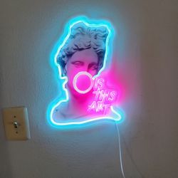 IS THIS ART Neon Sign,Innovative Integral Forming Process,With Dimmable Switch For All Holiday Party and Home Decoration.
You can hang it on the wall.