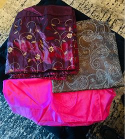 Vintage Gothic Burgundy Taffeta & Paisley Jacquard Fabric Bundle 3 Pc Shower Curtain Size
