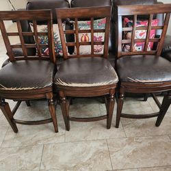 SOLID WOOD BAR STOOL SET OF 3 