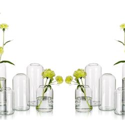 Set of 12 Glass Bud Vases for Flowers - Hewory Blown Modern Small Glass Vases for Centerpieces