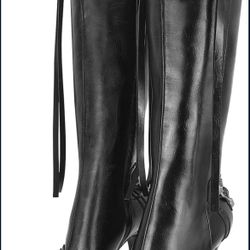 New Women’s Size 8 Dsevht Women's Stiletto Black Knee High Boots Sexy Pointed Toe Boot Fashion Trendy High Heel Boots Zipper