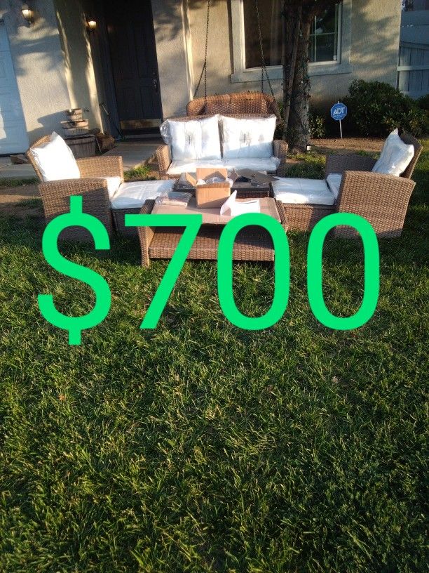 Tile Top Propane Fire Pit Patio Furniture Set Outdoor Patio Furniture Patio Chairs Brand New