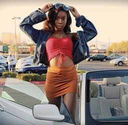Orange pencil skirt!