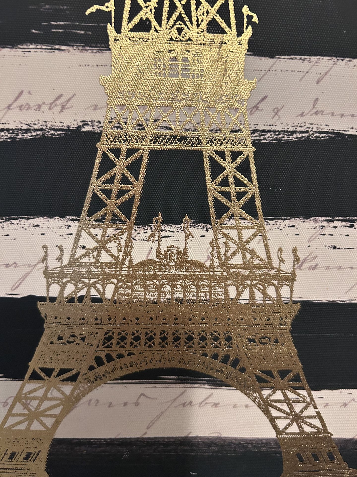 Canvas Picture Of Eiffel Tower With French Writing