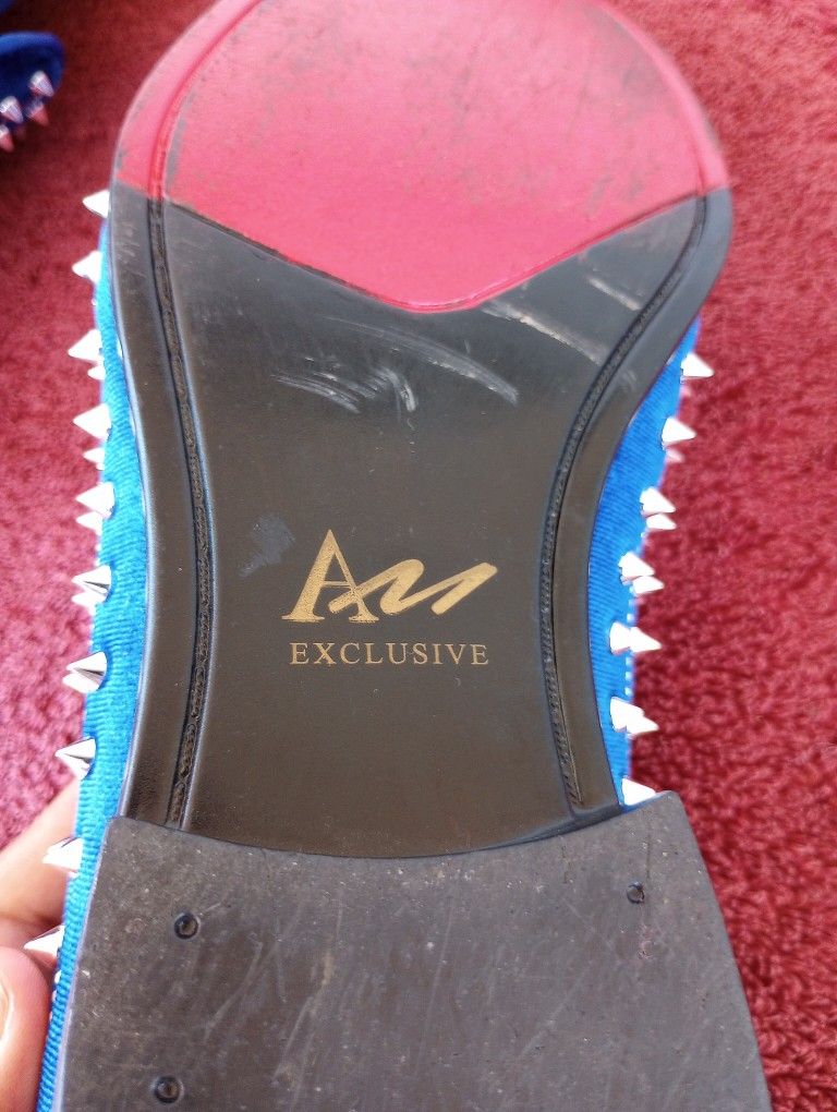 AM [After Midnight] Harvie Exclusive Smoker Shoe Velvet With Spikes Slip On BLUE AM [After Midnight] Harvie Exclusive Smoker Shoe Velvet With  main image 3