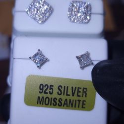 Moissanite Earrings In 925 Sterling Silver