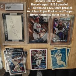 PHILLIES BASEBALL CARDS: Johnny Callison Authentic Cut Auto, Harper Sn# 18/25, Johan Rojas RC X6, + More