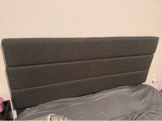 Queen Upholstered Bed Frame – Gray – Great Condition