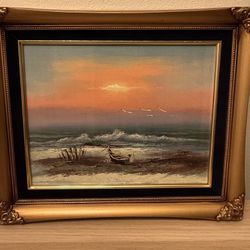 Vintage Seascape Oil Painting 