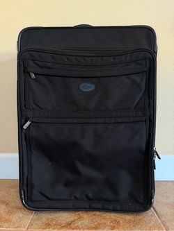 🧳 Costco Kirkland Signature Black Fabric 27” Upright Expandable Wheeled Large Trip Suitcase