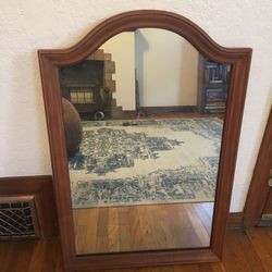 Pair of Large Antique Mirrors With Wood Frame