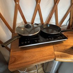 Portable Double Induction Cooktop + 2 Pans – Like New – $180 FIRM