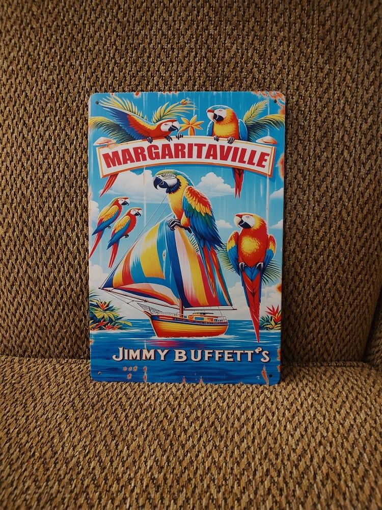 MARGARITAVILLE METAL SIGN.   12" X 8".  NEW.  PICKUP ONLY.
