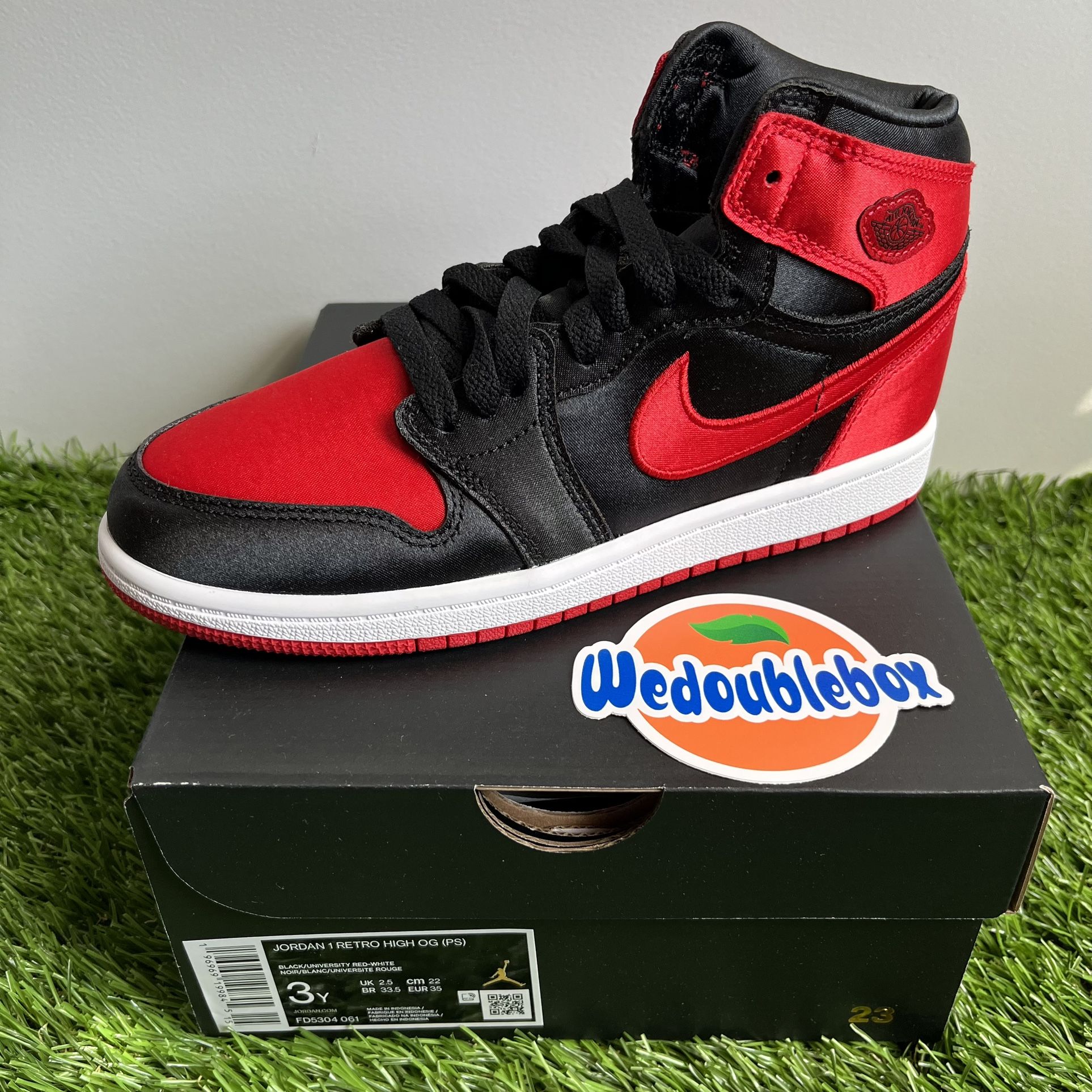 Nike Air Jordan Satin Bred Size 3Y Kids Shoes Sneakers Preschool