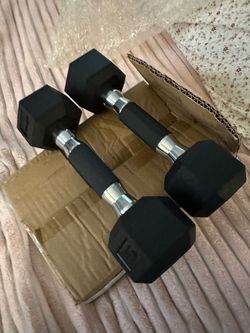 5 lb Rubber Hex Dumbbells Pair