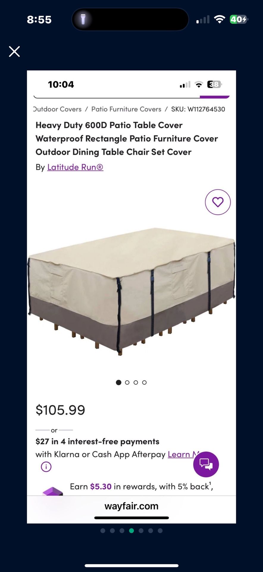 Size Medium Outdoor 90x68x28 Furniture Cover Waterproof