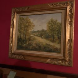 Original Painting With Hand Carved Frame