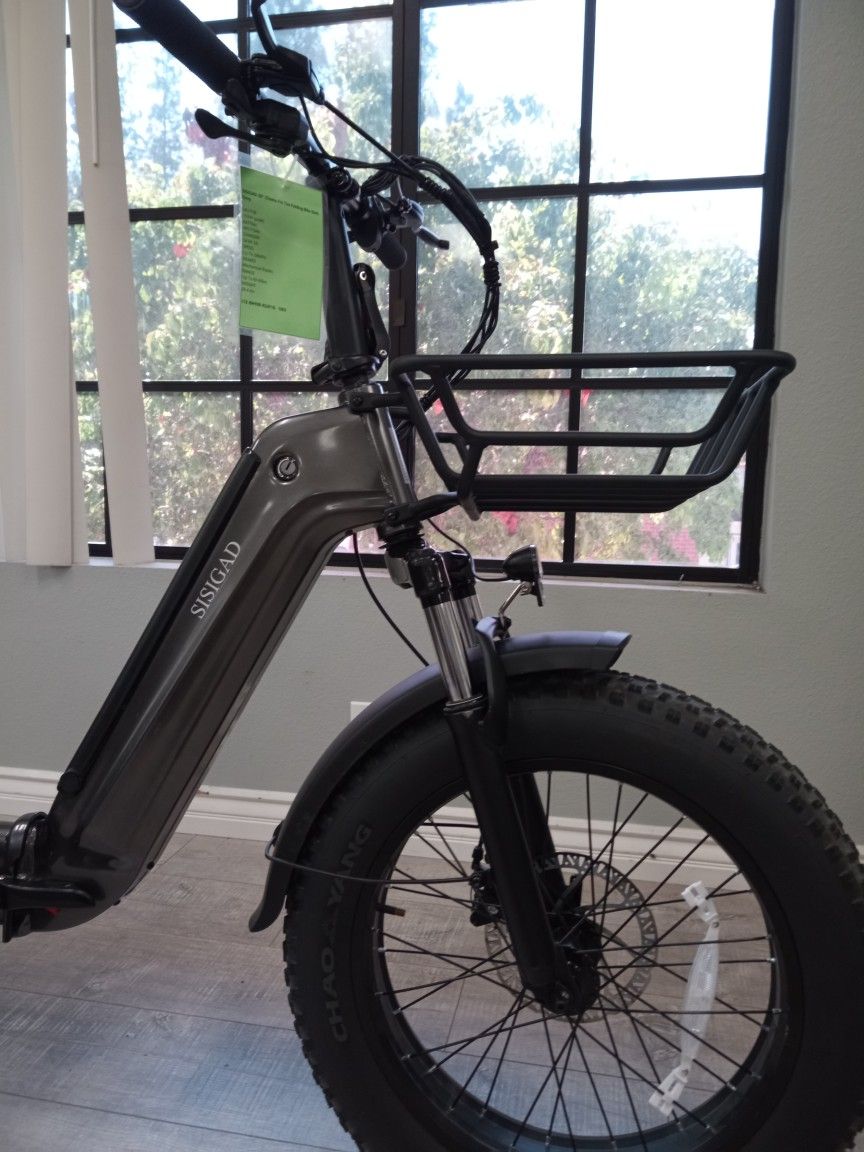 Gray Foldable EBike With Front Basket | Champ 20”