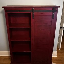 Solid Wood Bookcase W/ Sliding Door 