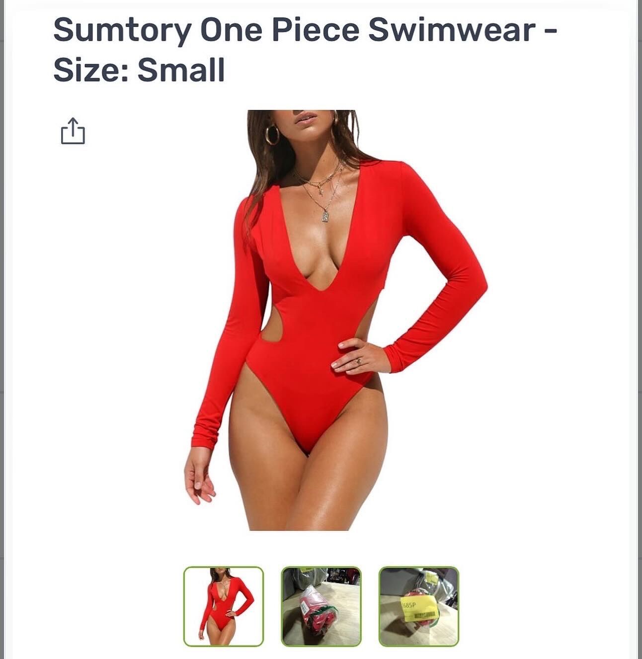 Long Sleave sexy Red NWT One piece swimsuit