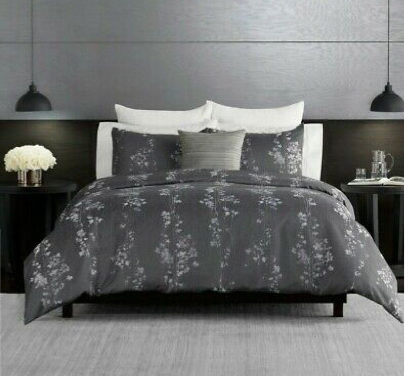 Vera wang king linear floral comforter set