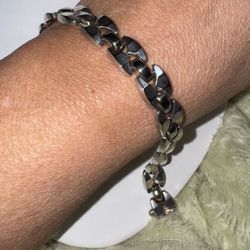 Vintage Solid Sterling Silver Guage Link Bracelet with Safety Clasp, 21.2g (UNISEX) 