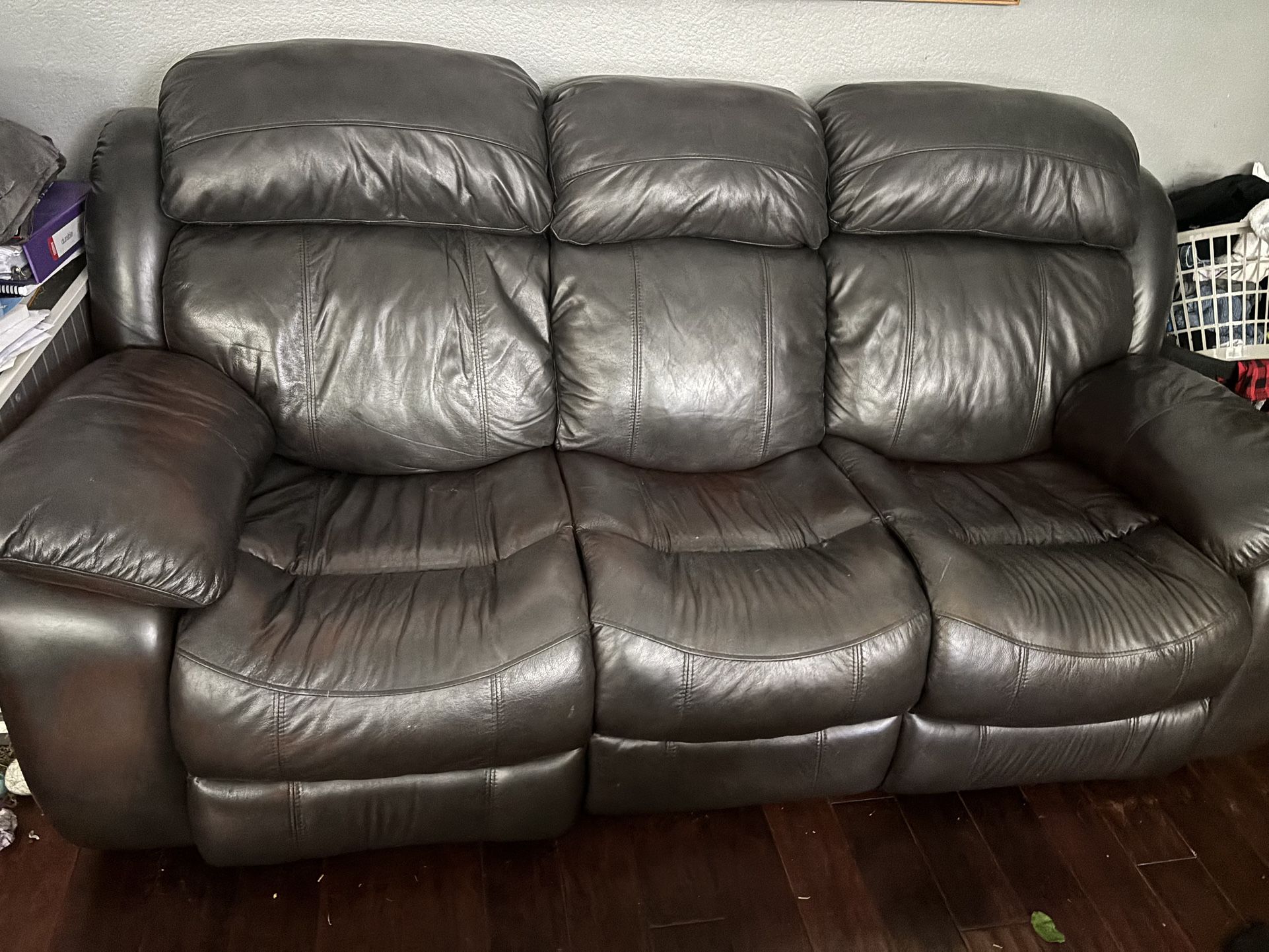 Power Leather Reclining Sofa Set