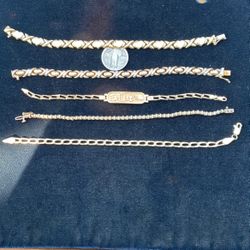 14k Solid Gold Bracelets One w/diamonds