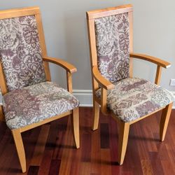 Pair of Solid Wood Transitional Accent Armchairs – Living , Dining Room, Bedroom, Office Chair