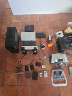 Huge GAMING & Electronics Bulk Lot – Xbox 360 Racing Wheel, PC Towers, Speakers & Tech Gear