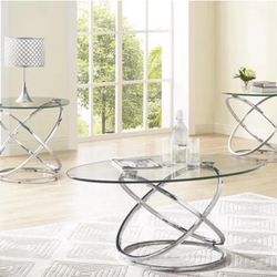 4 Piece Glass Top Living Room Set 