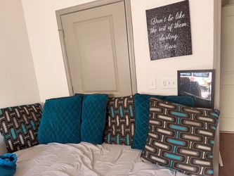 Decorative Throw Pillow Set Teal and Brown