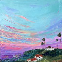 Griffith Observatory Original Oil Painting Hollywood Hills Art Decor Los Angeles
