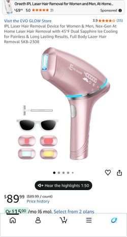 IPL Laser Hair Removal Device for Women & Men, Nex-Gen At Home Laser Hair Removal with 45°F Dual Sapphire Ice Cooling for Painless & Long Lasting Resu